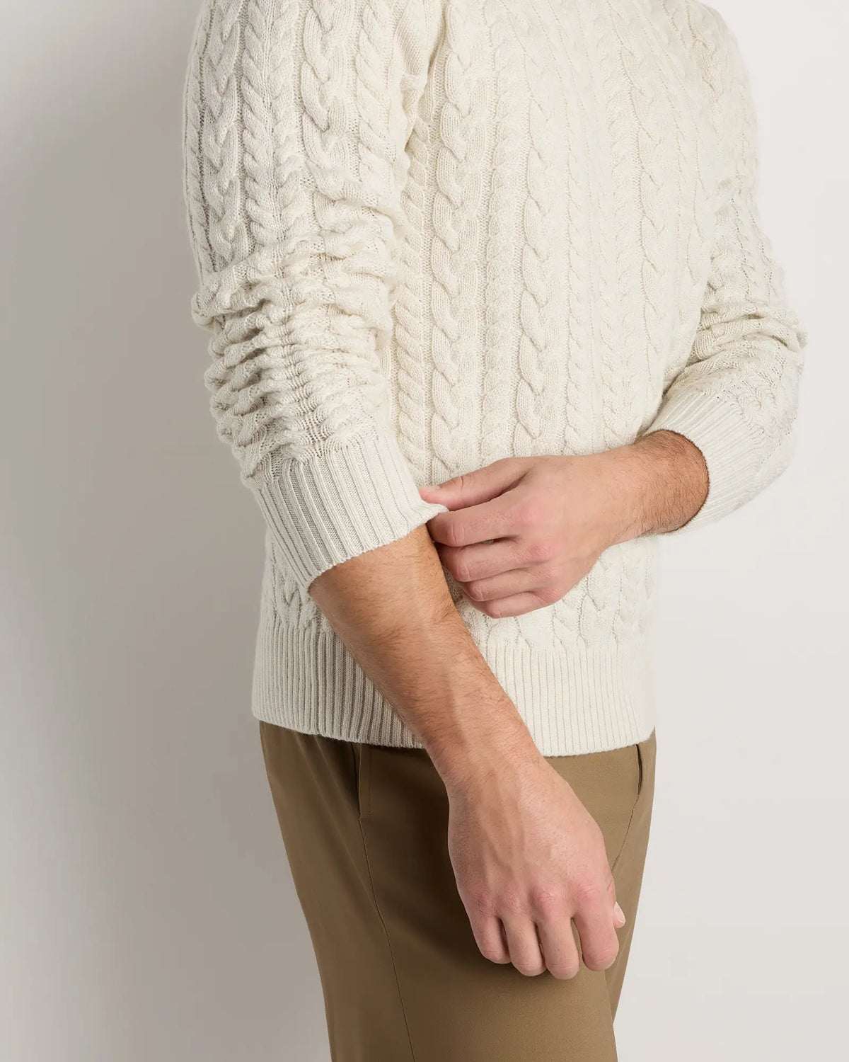 Australian Merino Wool Cable Crewneck Sweater - US 4648