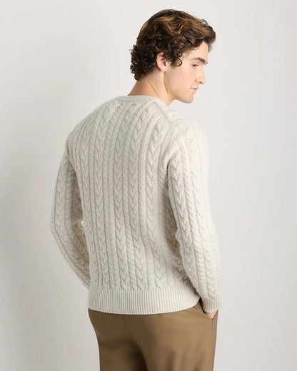 Australian Merino Wool Cable Crewneck Sweater - US 4648