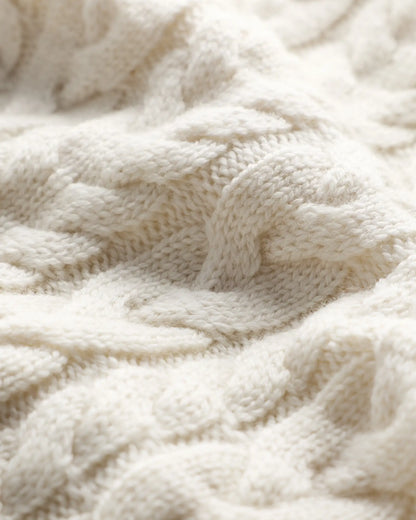 Australian Merino Wool Cable Crewneck Sweater - US 4648