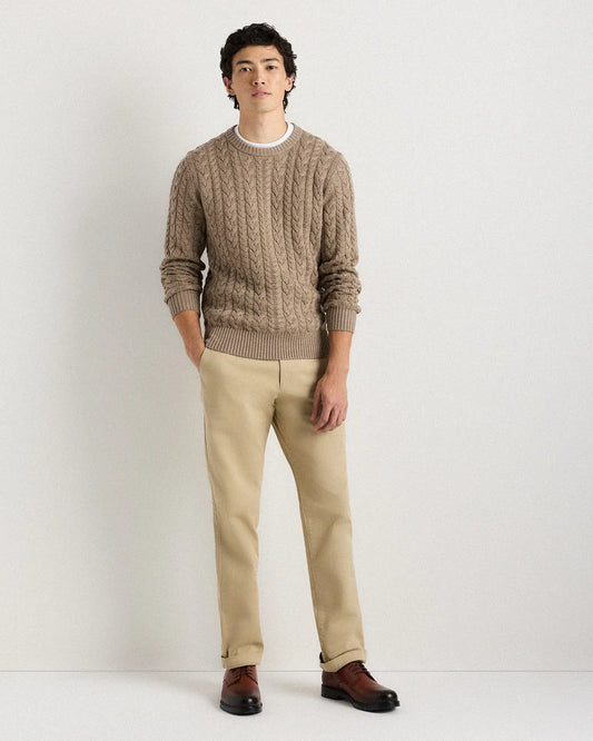 Australian Merino Wool Cable Crewneck Sweater - US 3266