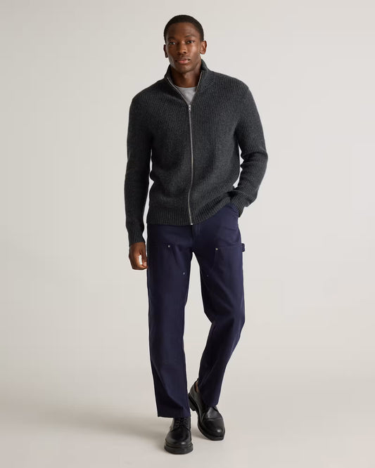 Mongolian Cashmere Fisherman Full Zip Sweater - US 6442