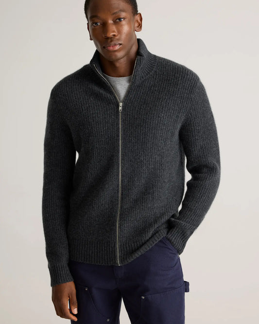 Mongolian Cashmere Fisherman Full Zip Sweater - US 6442