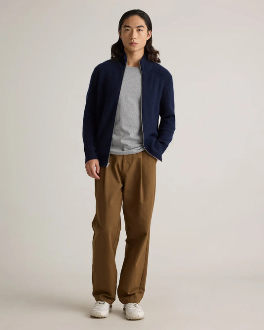 Mongolian Cashmere Fisherman Full Zip Sweater - US 0980