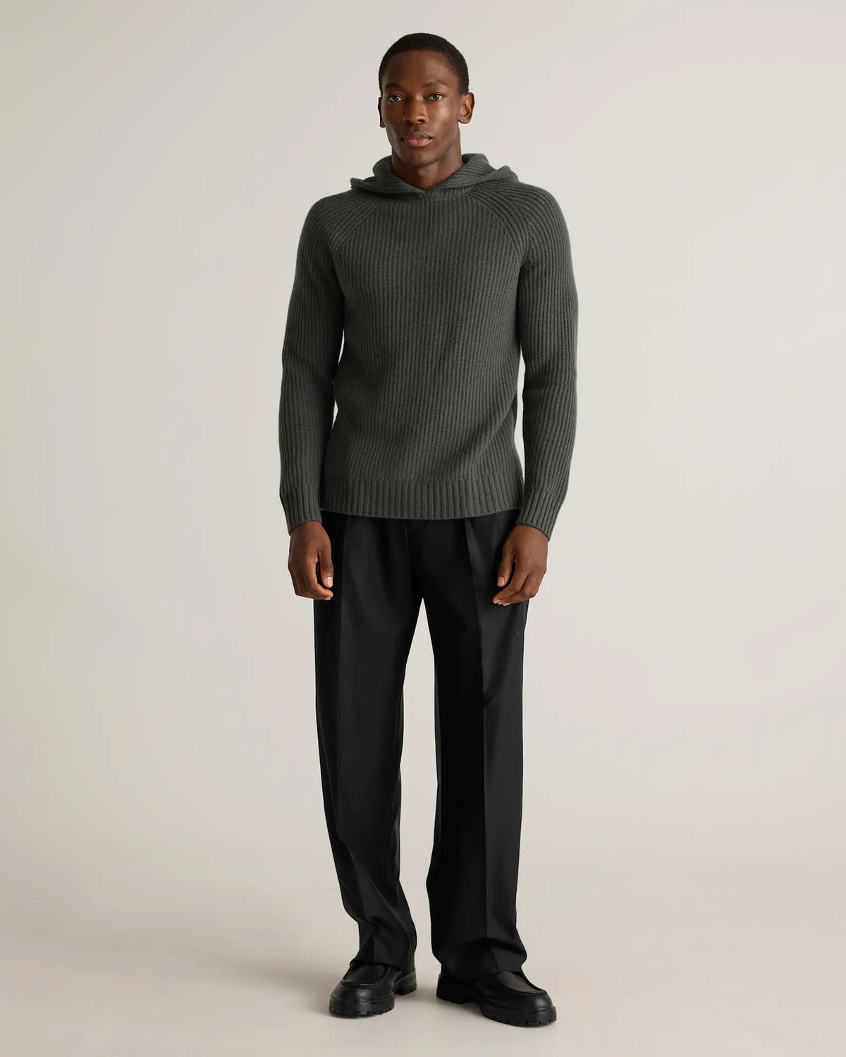 Mongolian Cashmere Fisherman Pullover Hoodie - US 8314