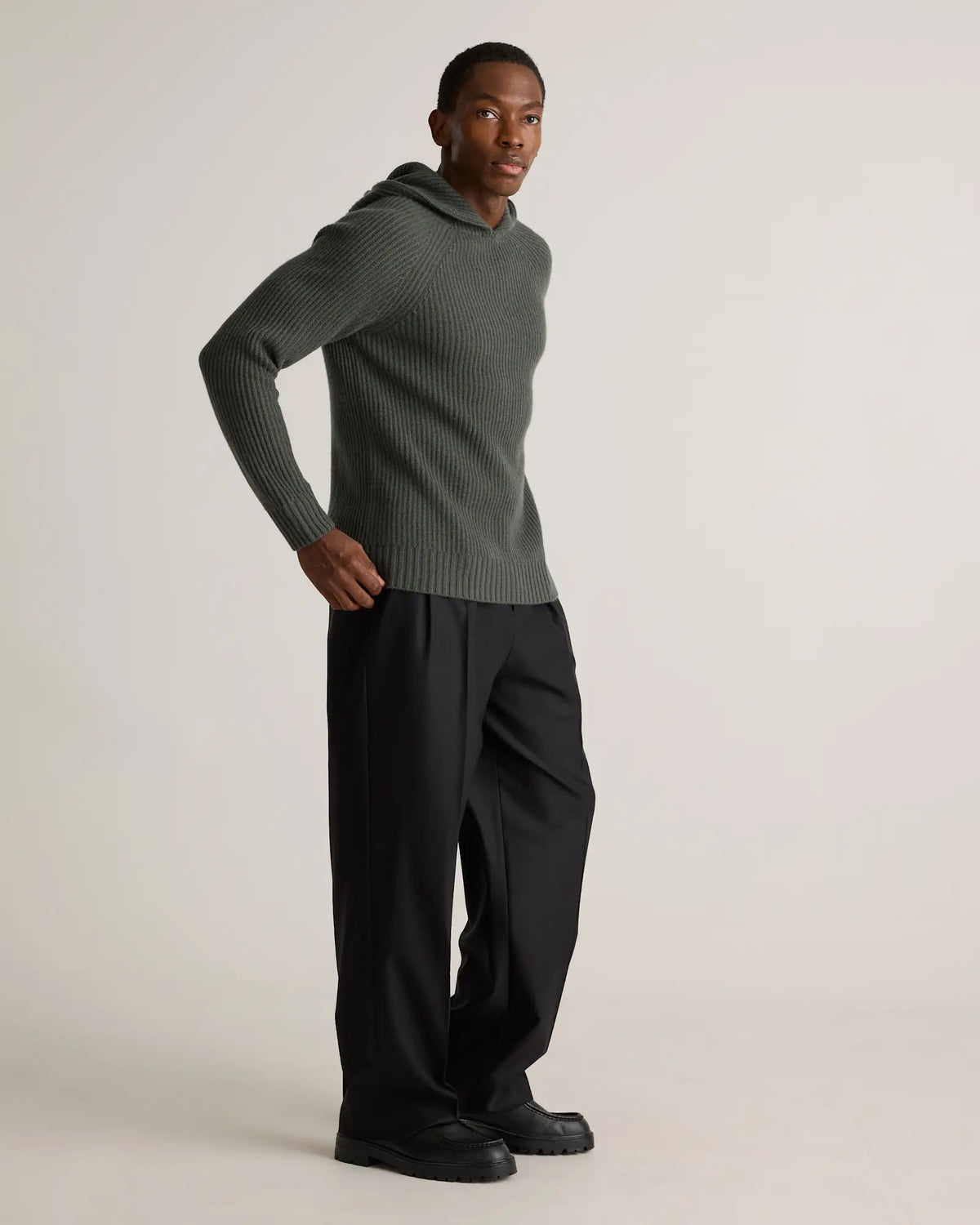 Mongolian Cashmere Fisherman Pullover Hoodie - US 8314