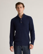 Mongolian Cashmere Waffle Quarter Button Sweater - US 1437