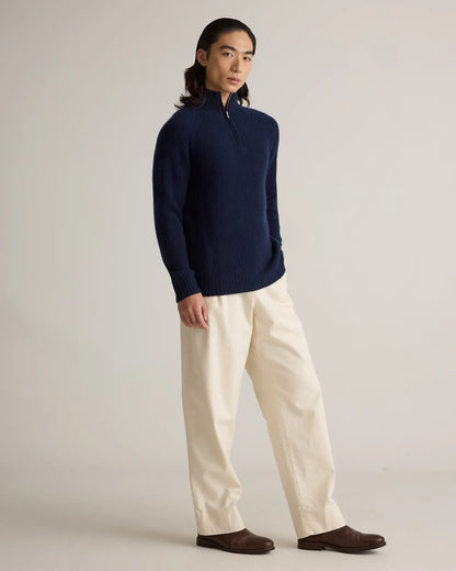 Mongolian Cashmere Fisherman Quarter Zip Sweater - US 4407