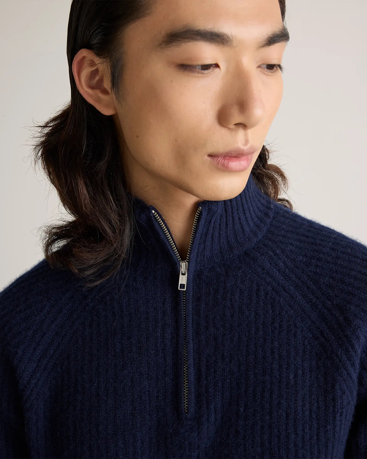 Mongolian Cashmere Fisherman Quarter Zip Sweater - US 4407
