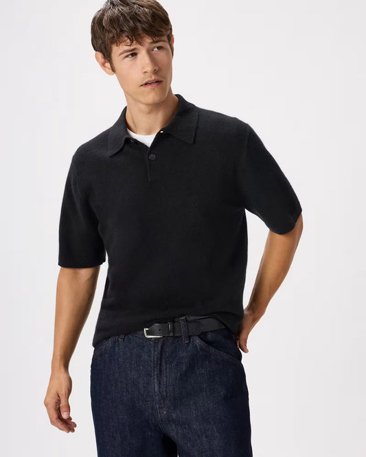 100% Mongolian Cashmere Short Sleeve Polo Sweater - US 5166