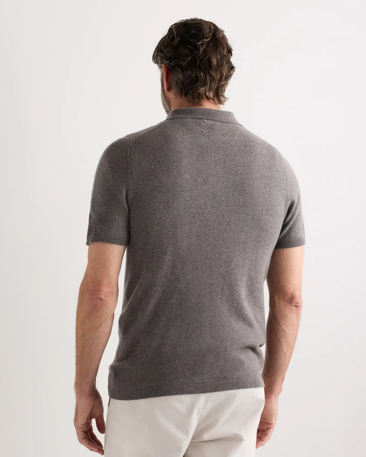 100% Mongolian Cashmere Short Sleeve Polo Sweater - US 6906