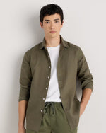 100% European Linen Relaxed Long Sleeve Shirt - US 8629