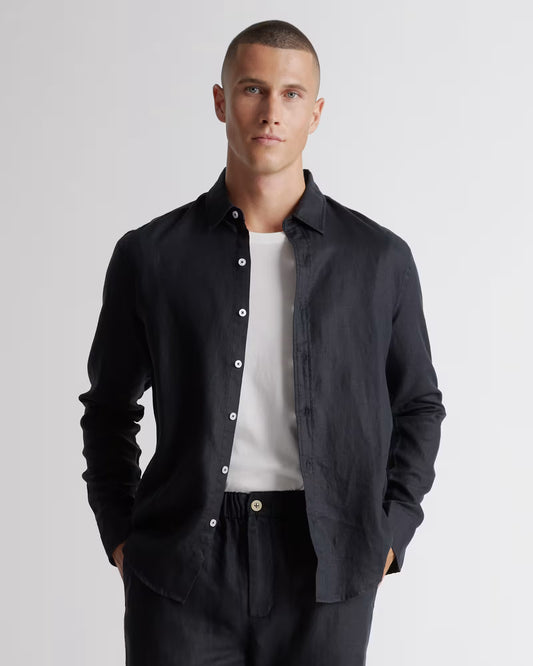 100% European Linen Relaxed Long Sleeve Shirt - US 3806