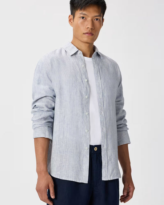 100% European Linen Relaxed Long Sleeve Shirt - US 9519