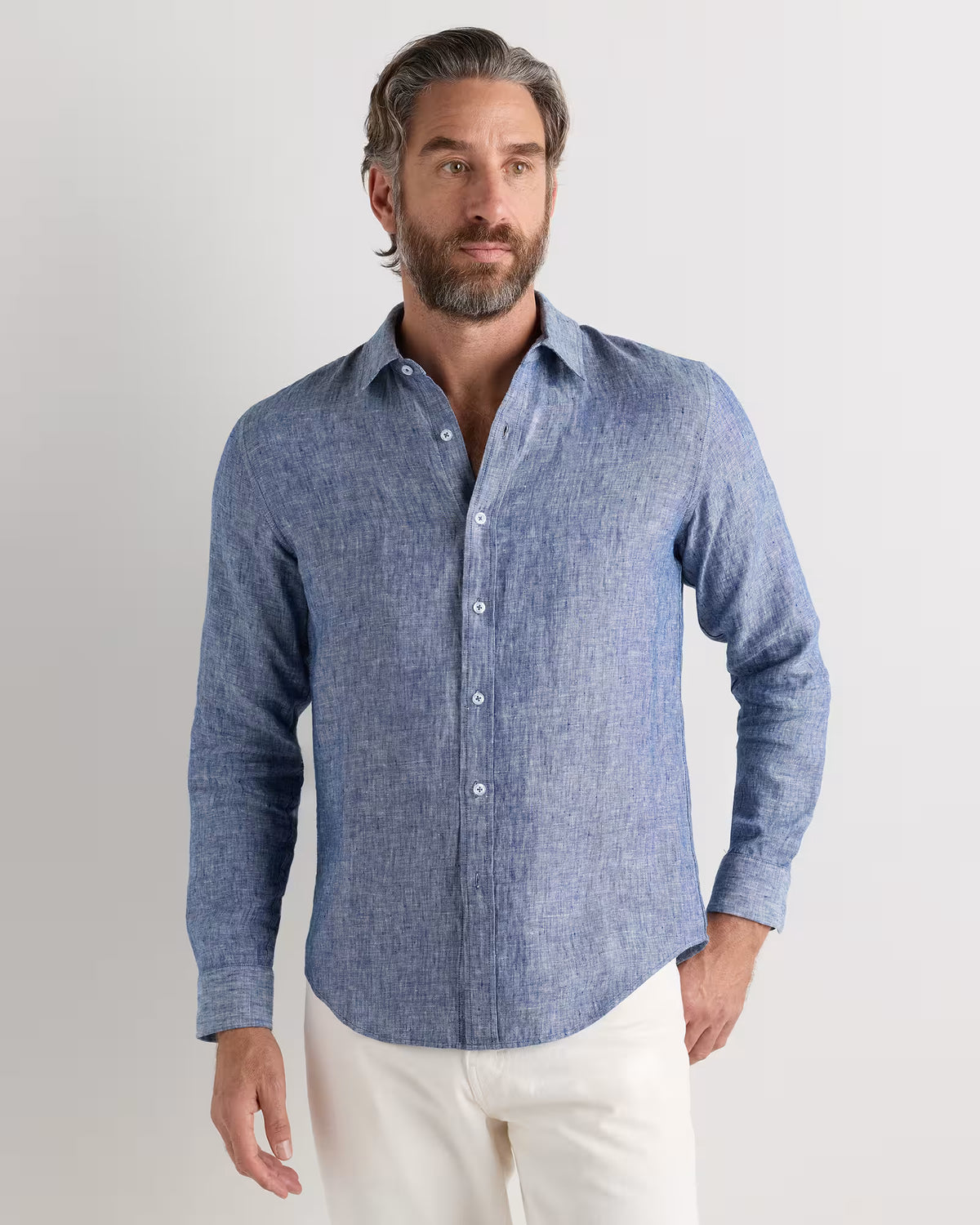 100% European Linen Relaxed Long Sleeve Shirt - US 0464