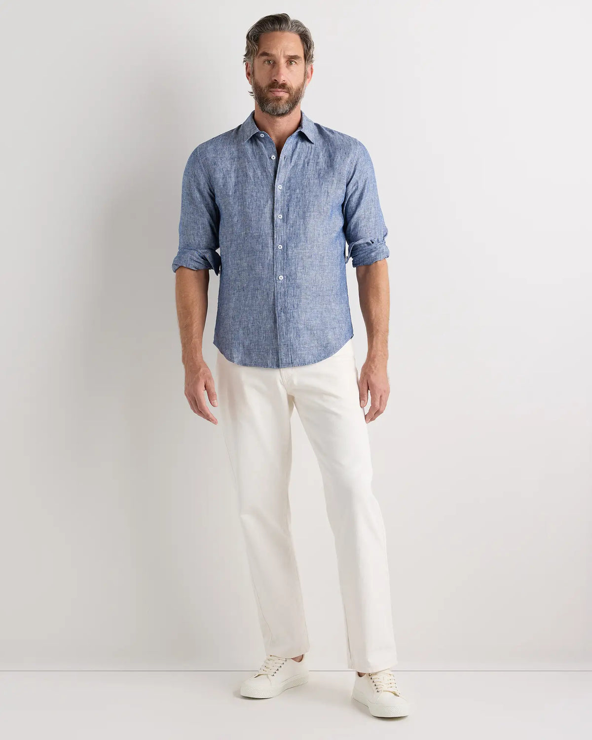 100% European Linen Relaxed Long Sleeve Shirt - US 0464