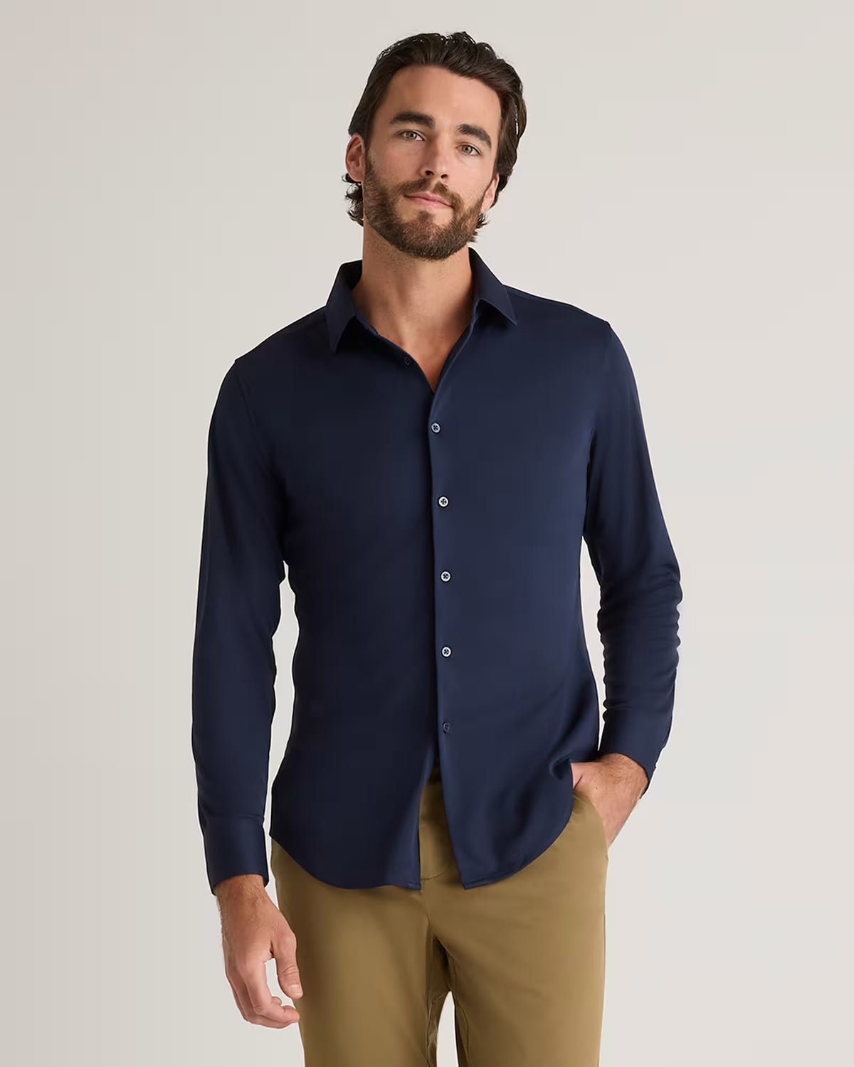Commuter Stretch Pique Long Sleeve Button Down - US 3946