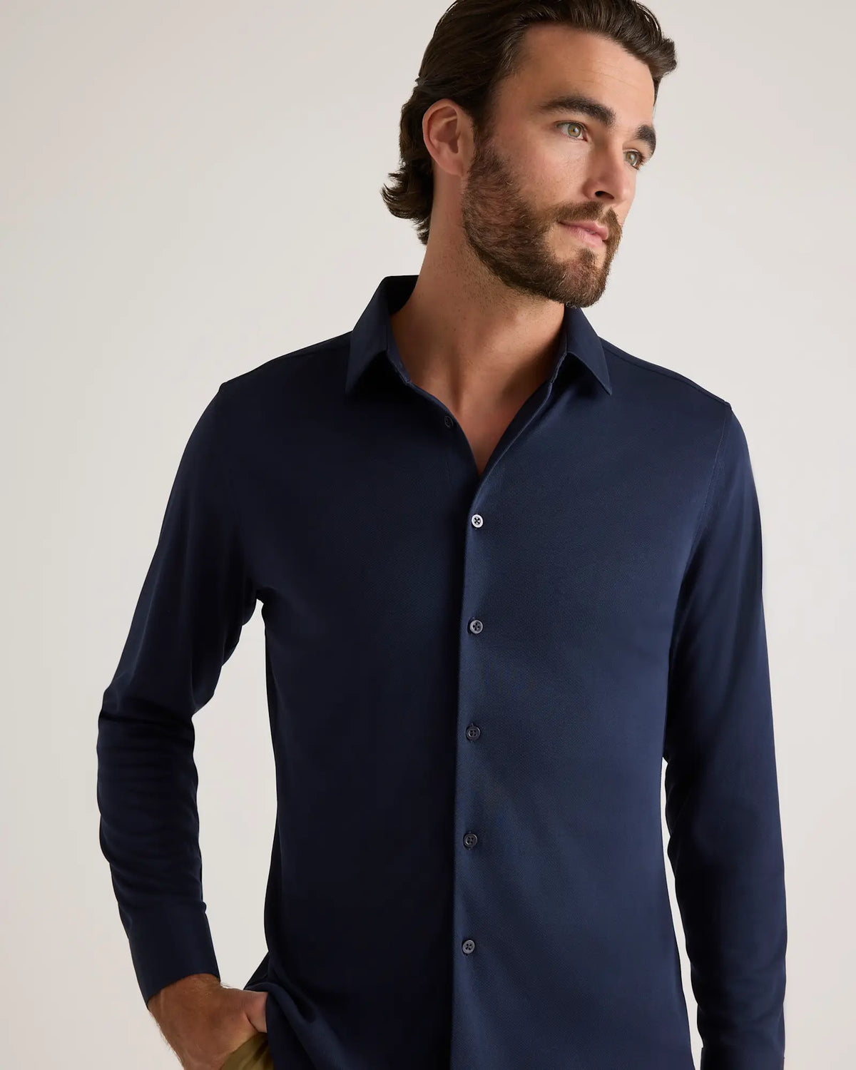 Commuter Stretch Pique Long Sleeve Button Down - US 3946