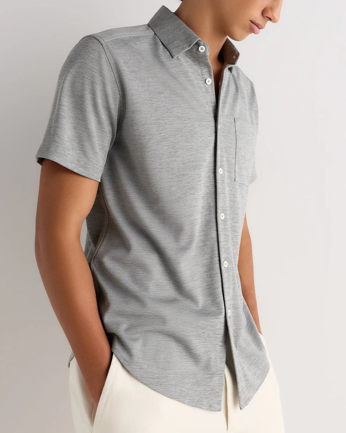 Commuter Stretch Pique Short Sleeve Button Down - US 3759