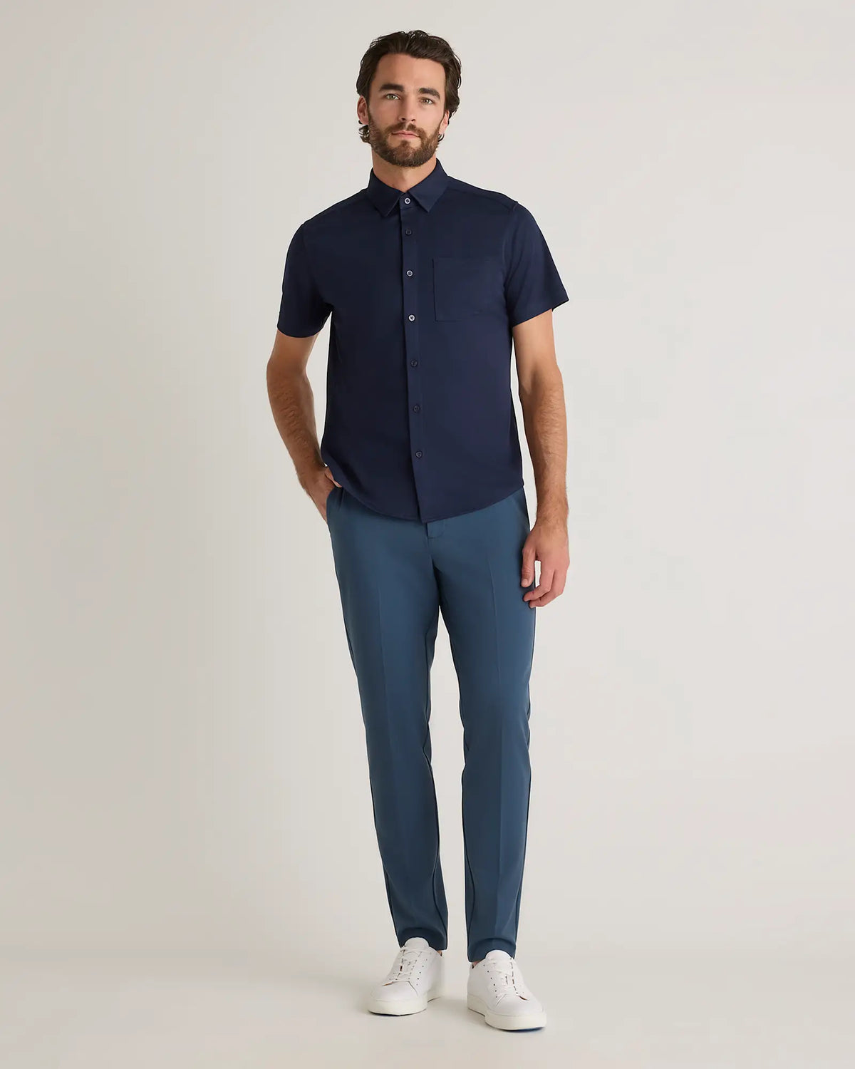 Commuter Stretch Pique Short Sleeve Button Down - US 6949