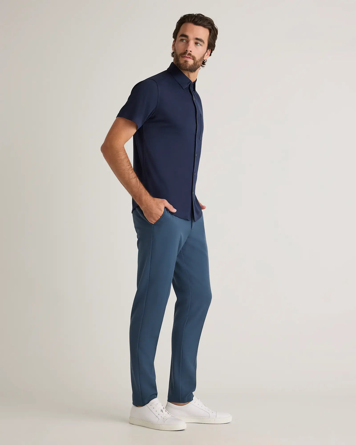 Commuter Stretch Pique Short Sleeve Button Down - US 6949