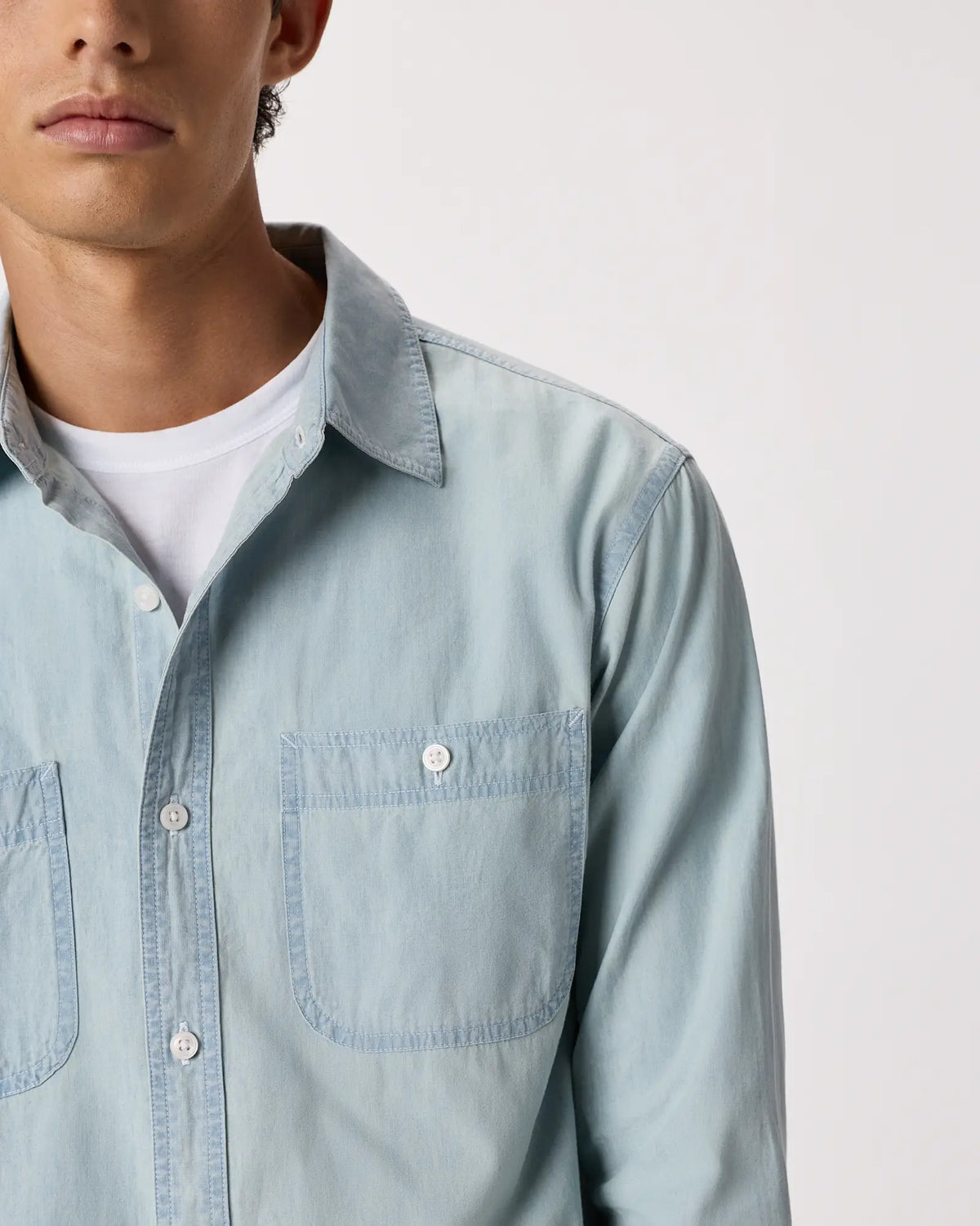 100% Organic Chambray Long Sleeve Shirt - US 9471