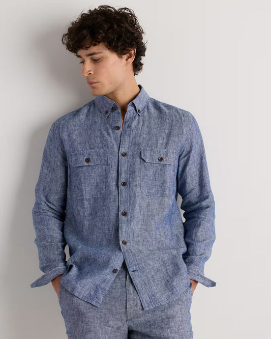 100% European Linen Utility Shirt - US 7827