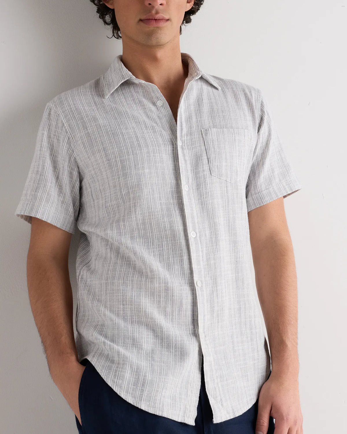 Organic Cotton Stretch Selvage Short Sleeve Shirt - US 8821