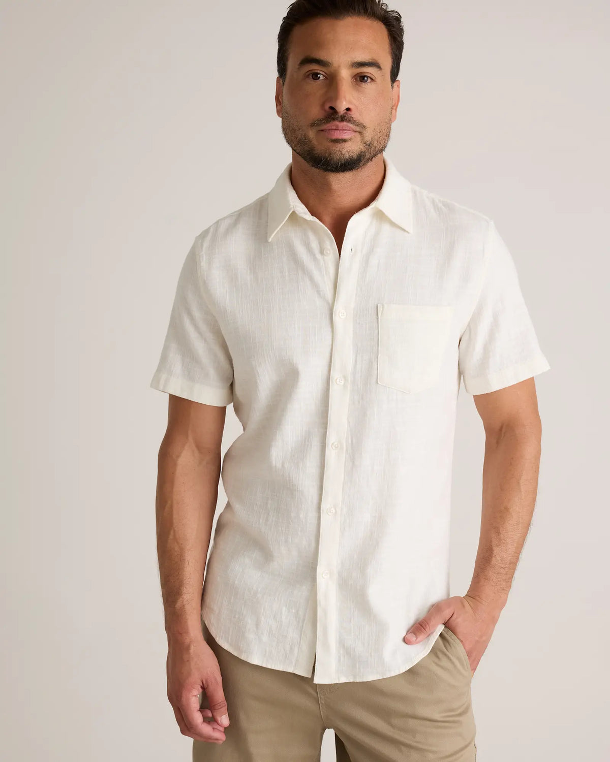 Organic Cotton Stretch Selvage Short Sleeve Shirt - US 6899