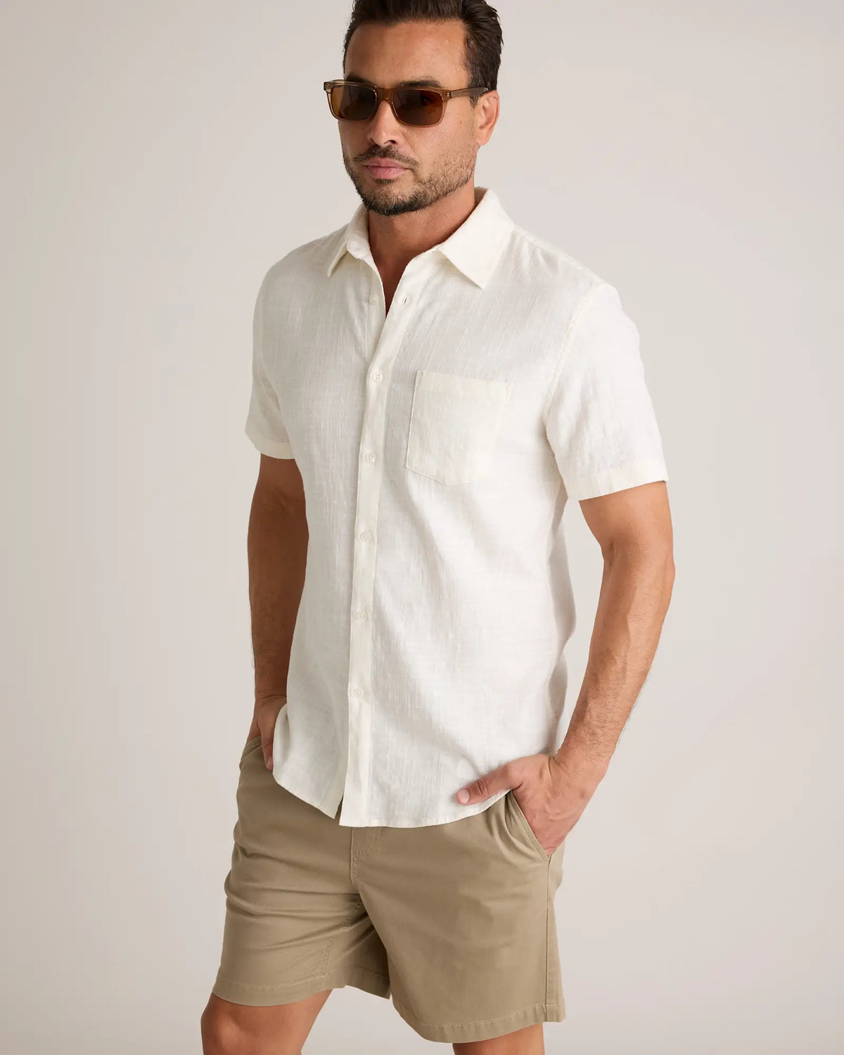 Organic Cotton Stretch Selvage Short Sleeve Shirt - US 6899