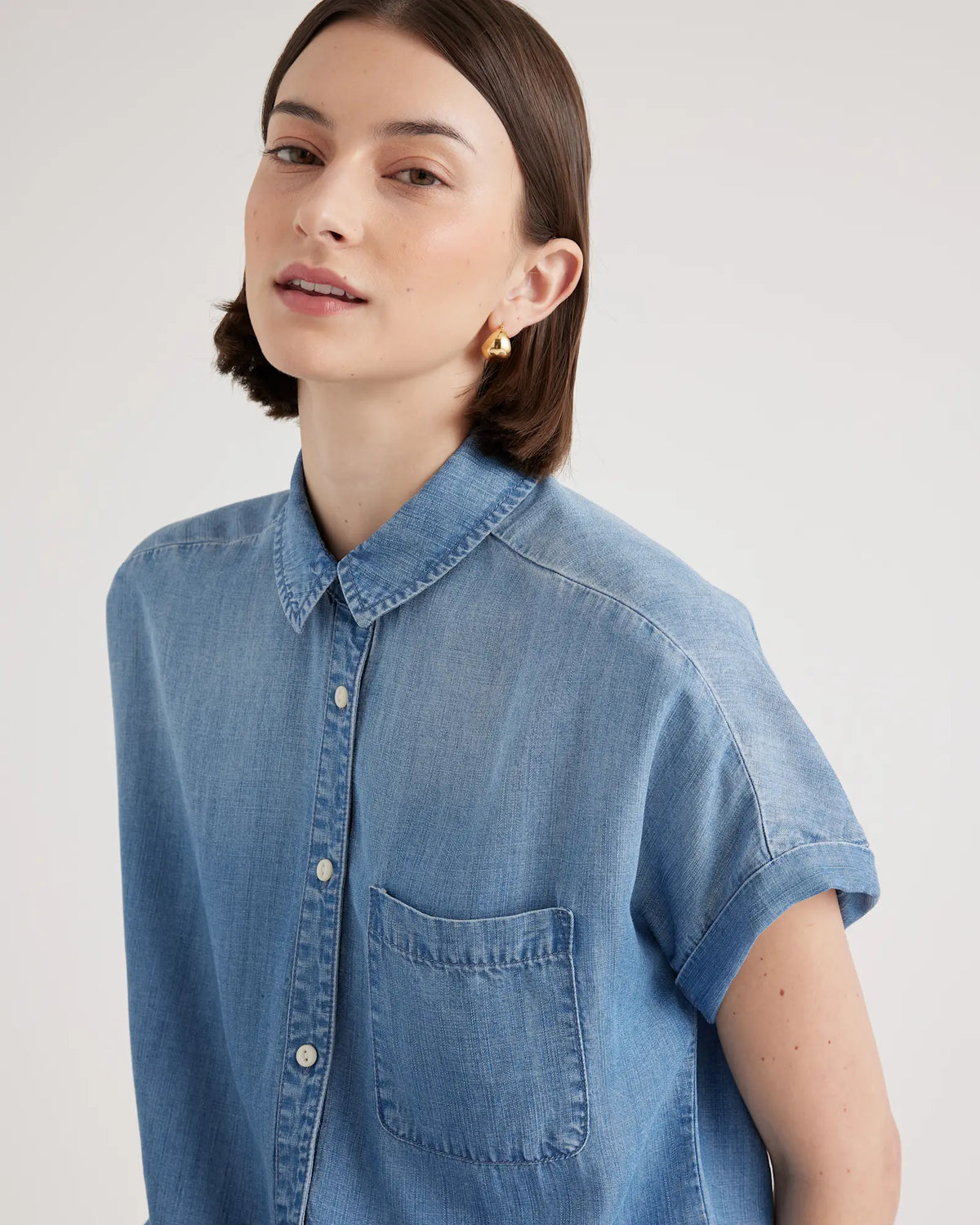 Chambray Tencel Short Sleeve Shirt - US 1280