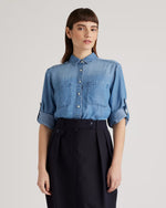 Chambray Tencel Long Sleeve Shirt - US 9355