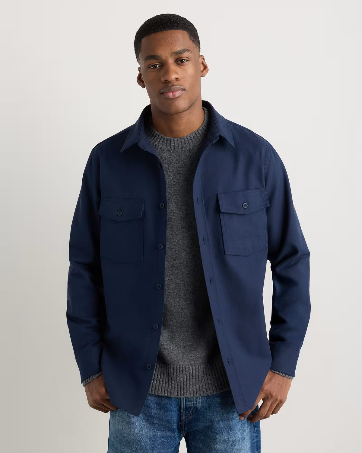 Brushed Cotton Wool Utility Overshirt - US 9047