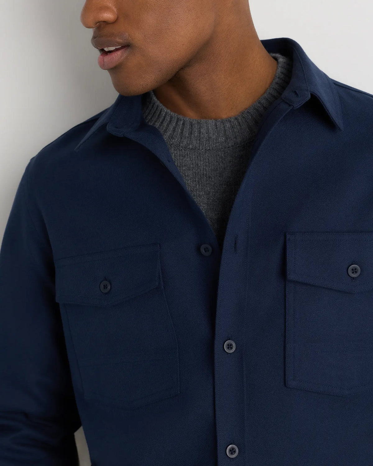 Brushed Cotton Wool Utility Overshirt - US 9047