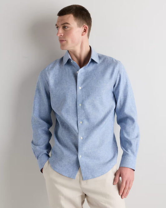 100% European Linen Wrinkle-Resistant Dress Shirt - US 8483