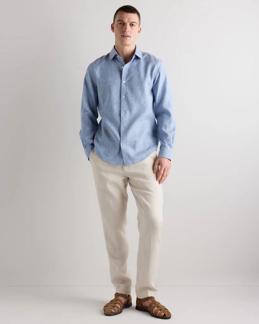 100% European Linen Wrinkle-Resistant Dress Shirt - US 8483