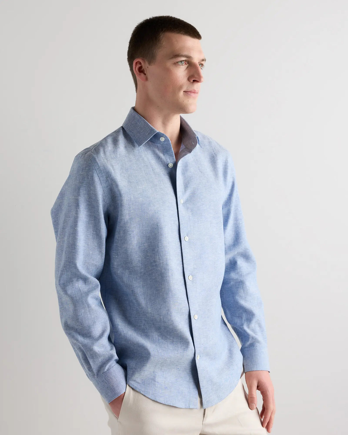 100% European Linen Wrinkle-Resistant Dress Shirt - US 8483