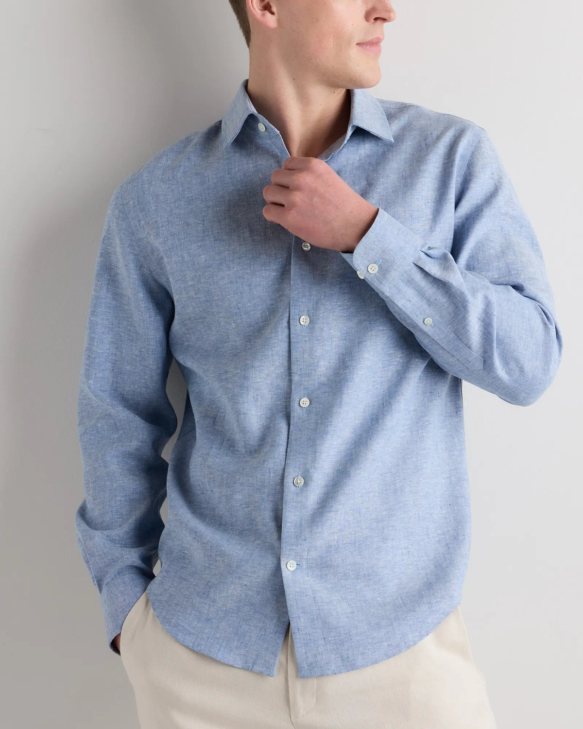 100% European Linen Wrinkle-Resistant Dress Shirt - US 8483