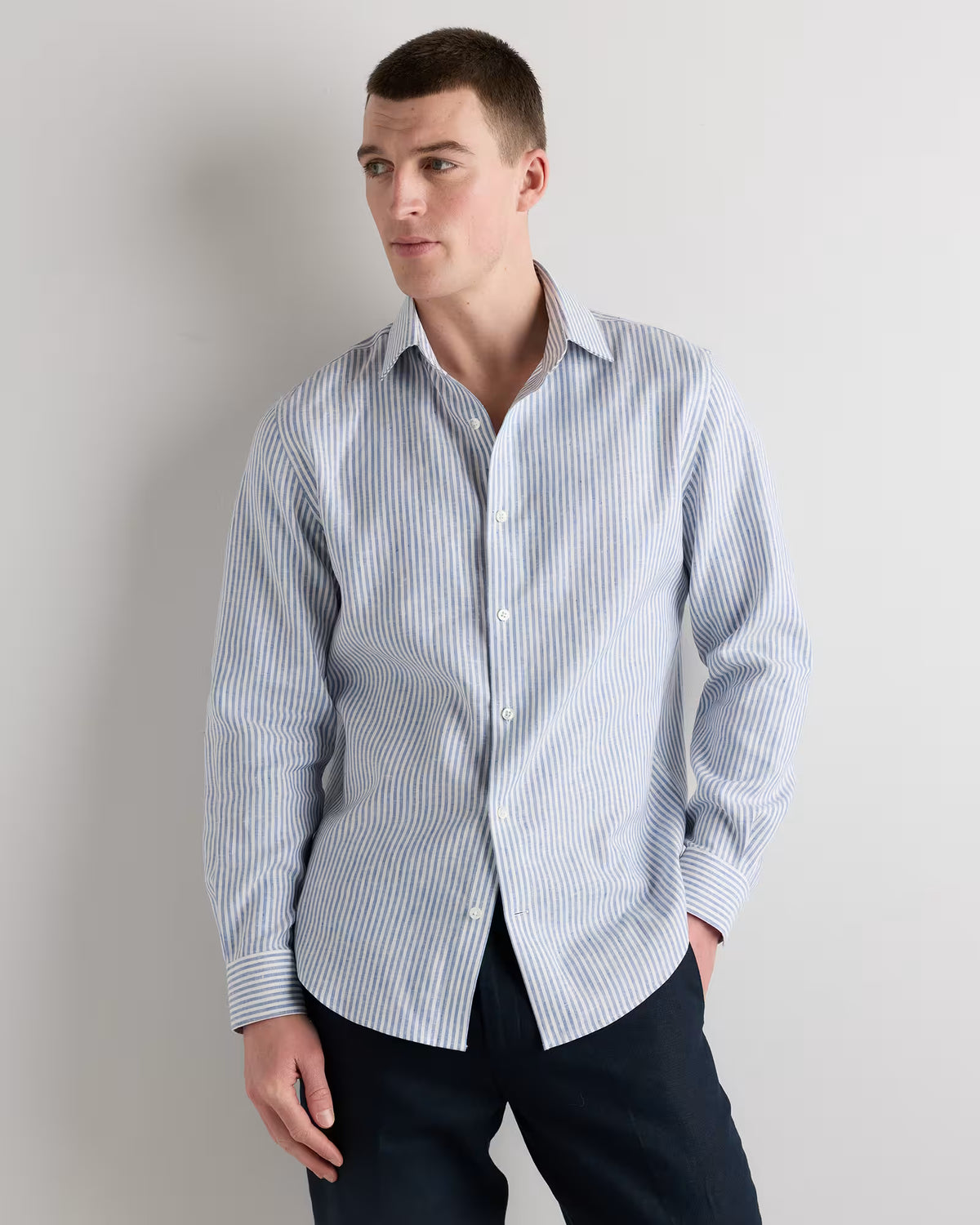 100% European Linen Wrinkle-Resistant Dress Shirt - US 5614