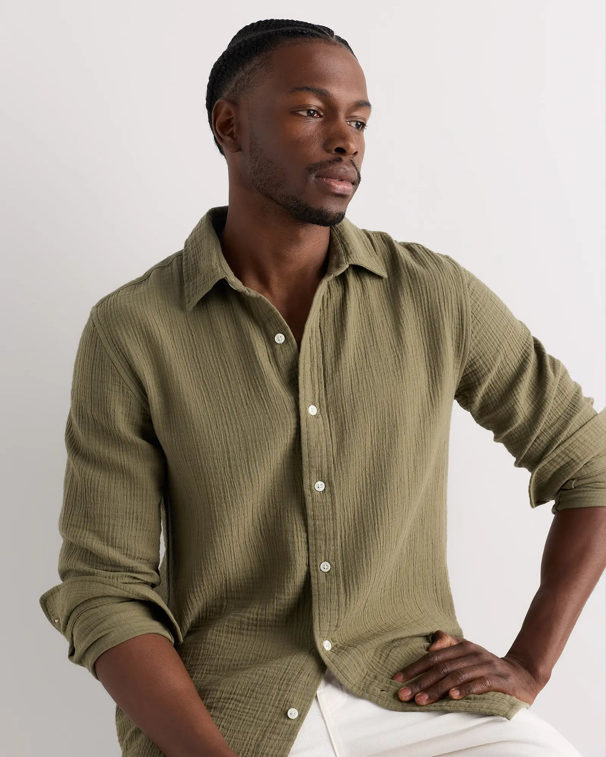 100% Organic Cotton Gauze Long Sleeve Shirt - US 0678