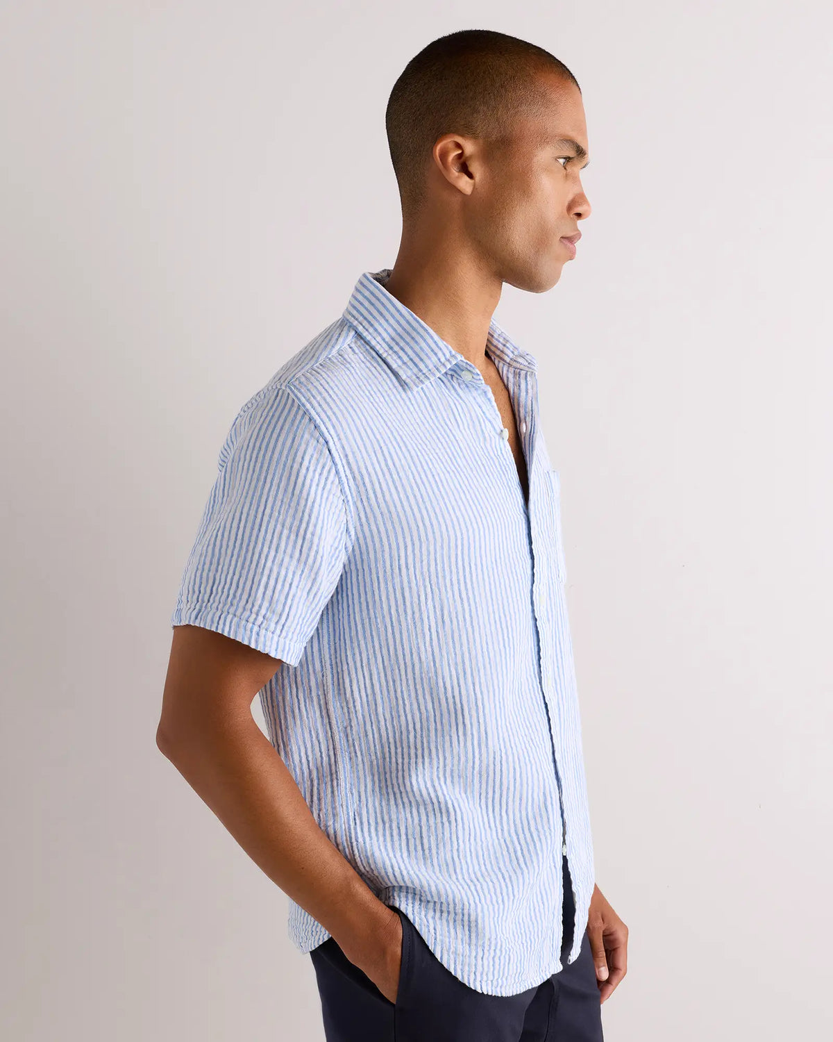 100% Organic Cotton Gauze Short Sleeve Shirt - US 3291