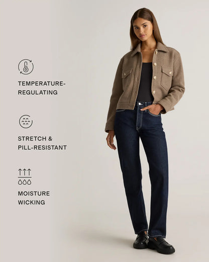 100% Merino Wool Cropped Shirt Jacket - US 6284