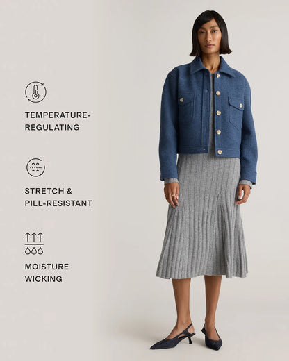 100% Merino Wool Cropped Shirt Jacket - US 3239
