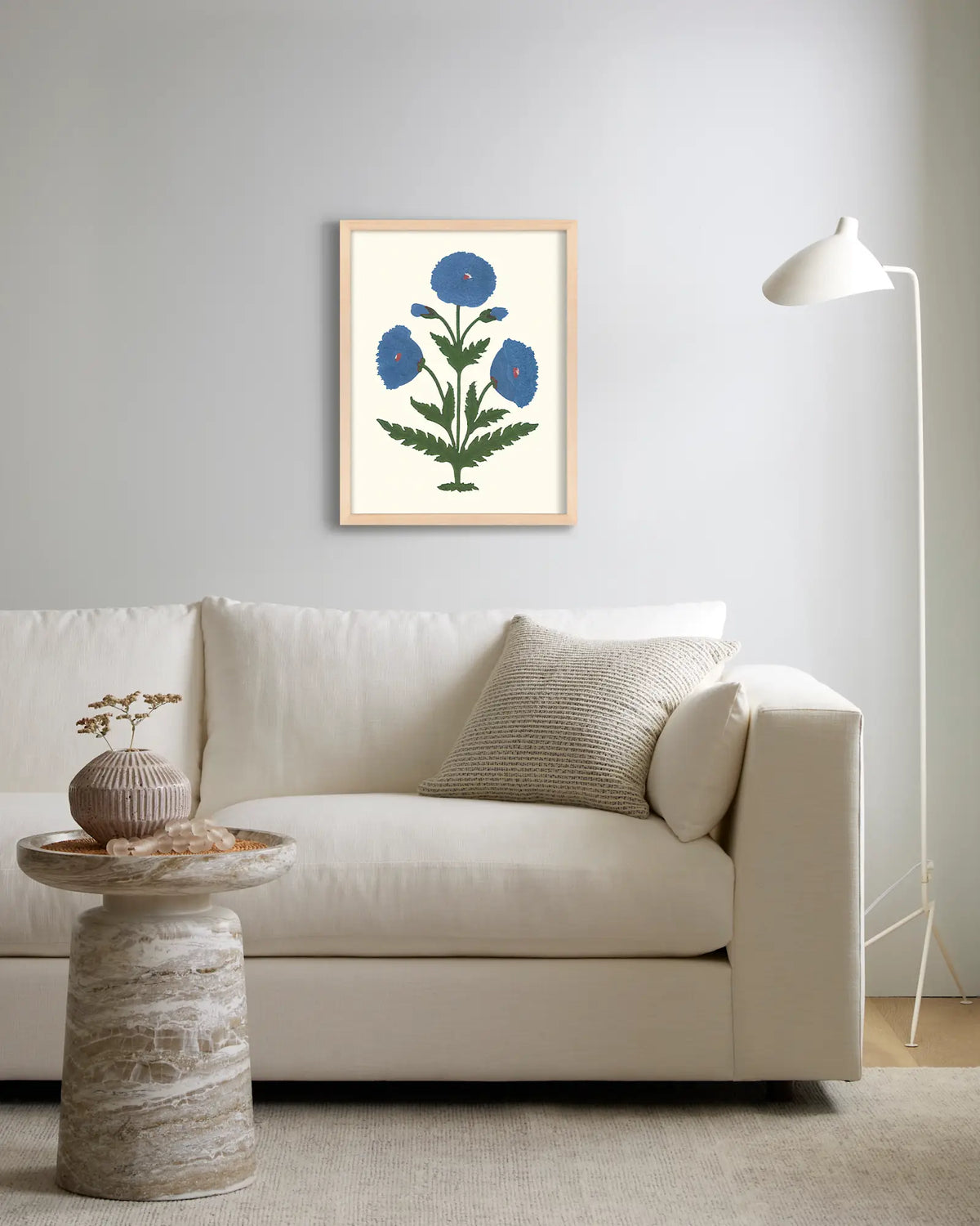 Blue Mughal Poppy Antique Print - US 8739
