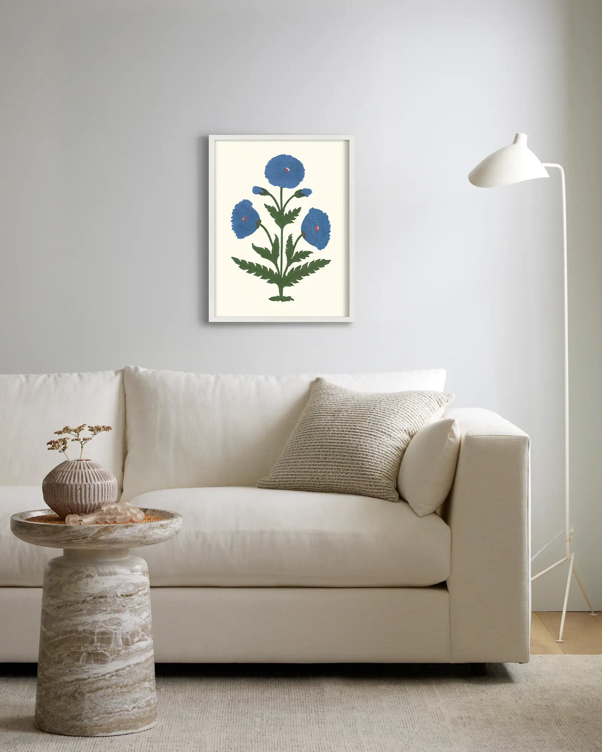 Blue Mughal Poppy Antique Print - US 6848