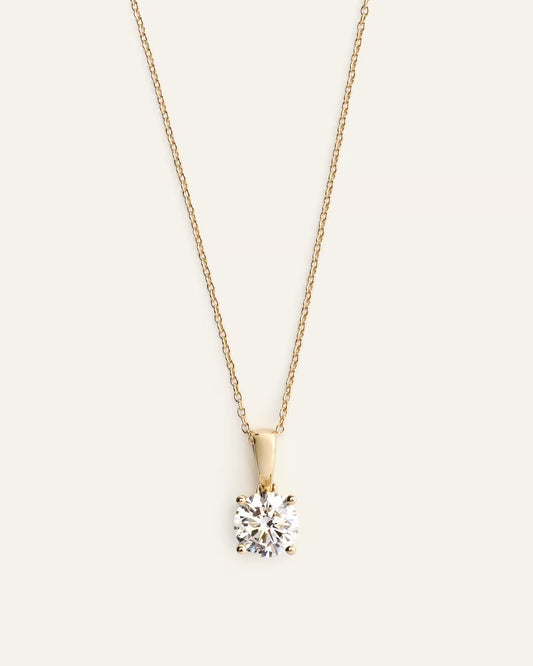 14k Gold Lab Grown Diamond Solitaire Pendant - 1ct - US 0647