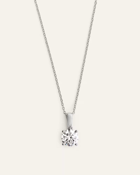14k Gold Lab Grown Diamond Solitaire Pendant - 1ct - US 0480