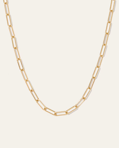 14K Gold Paperclip Chain Necklace - 3.2mm - US 5639
