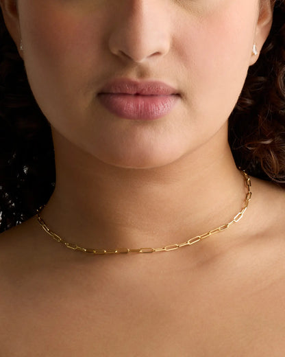 14K Gold Paperclip Chain Necklace - 3.2mm - US 5639