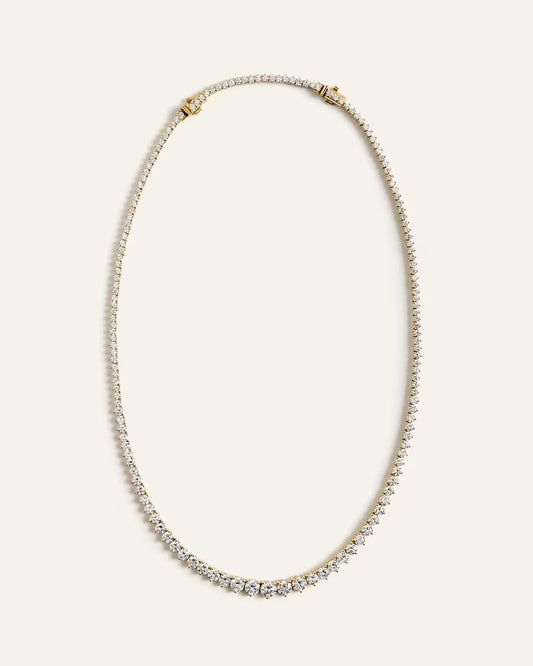 14K Gold Lab Grown Diamond Graduated Tennis Necklace - 16ctw - US 0925