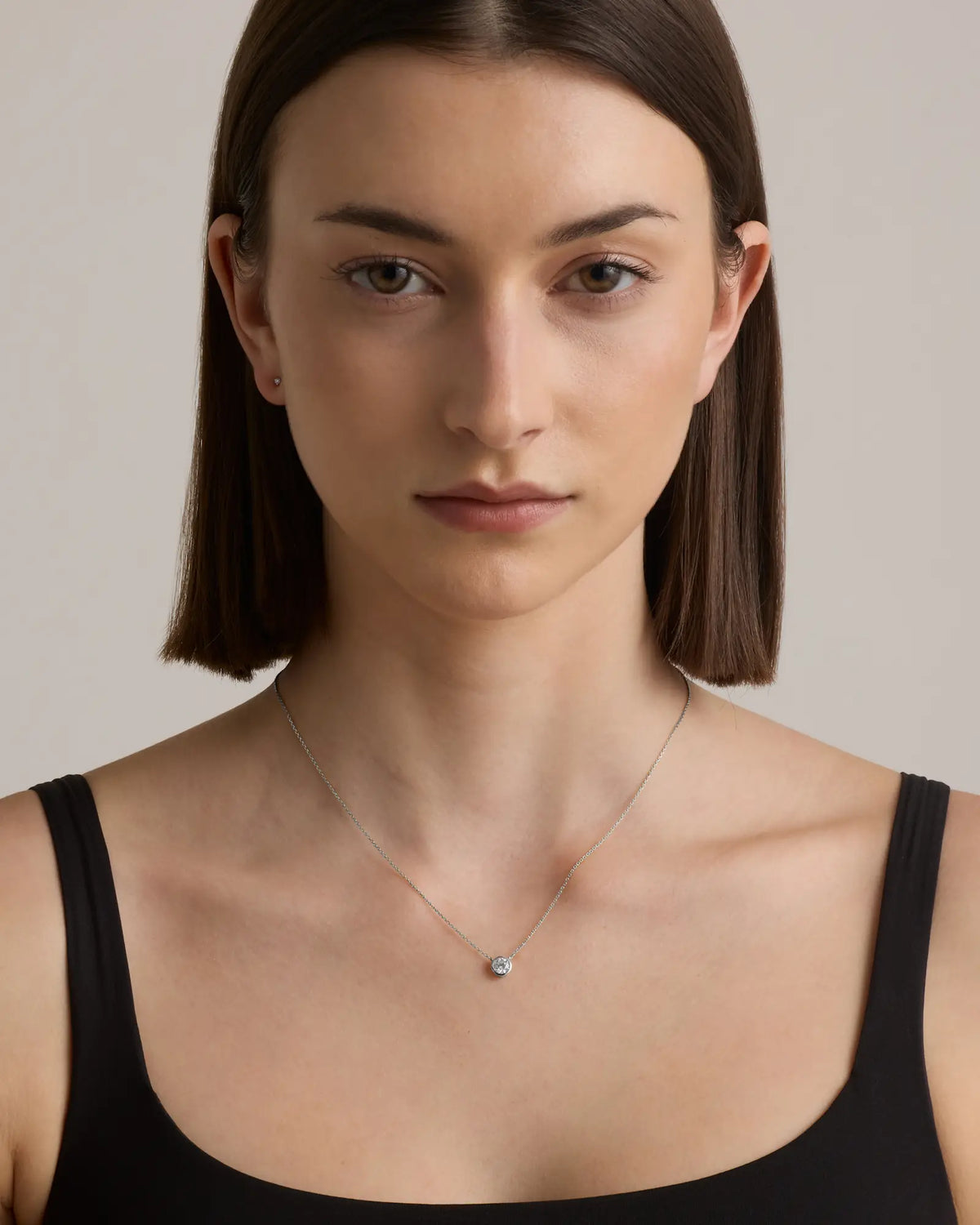 14K Gold Lab Grown Diamond Bezel Necklace - US 1734